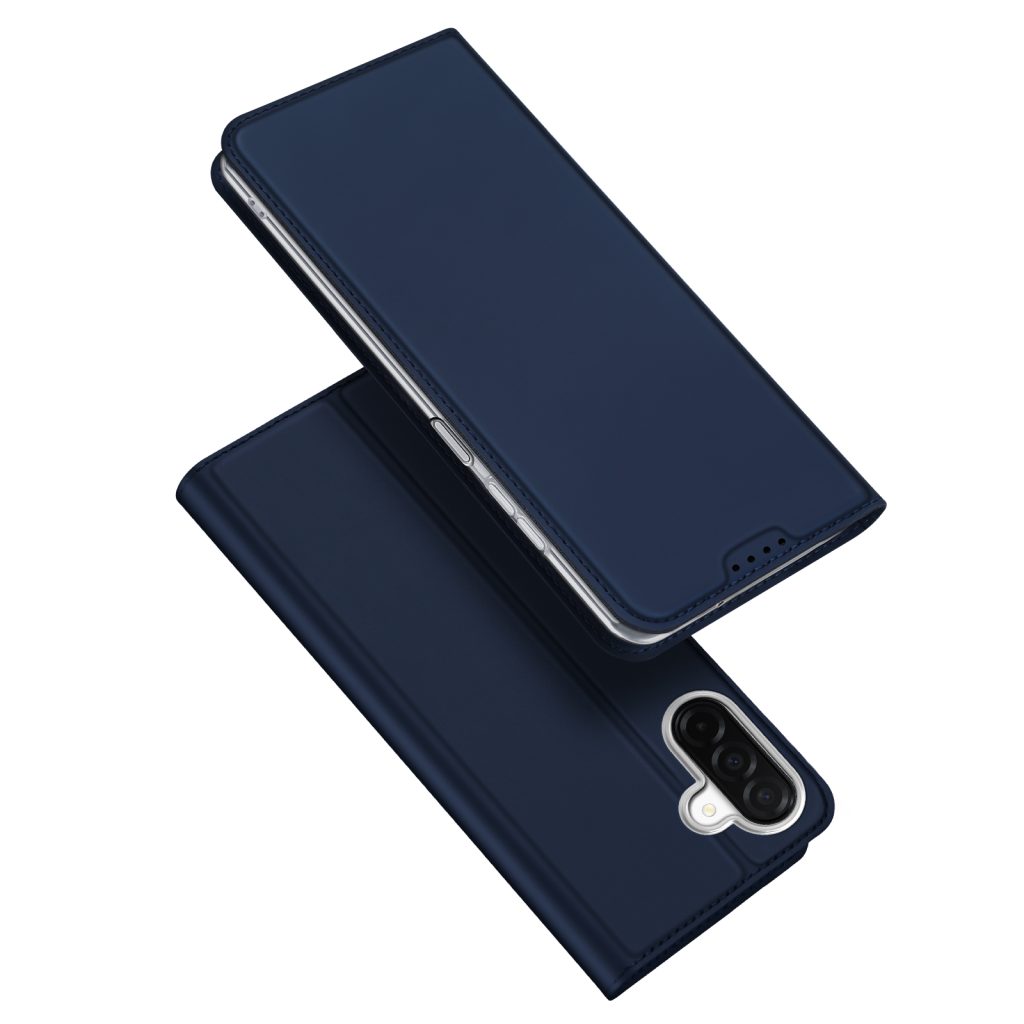 DUX DUCIS Skin Pro folio case for Samsung A27, front and back views in navy blue