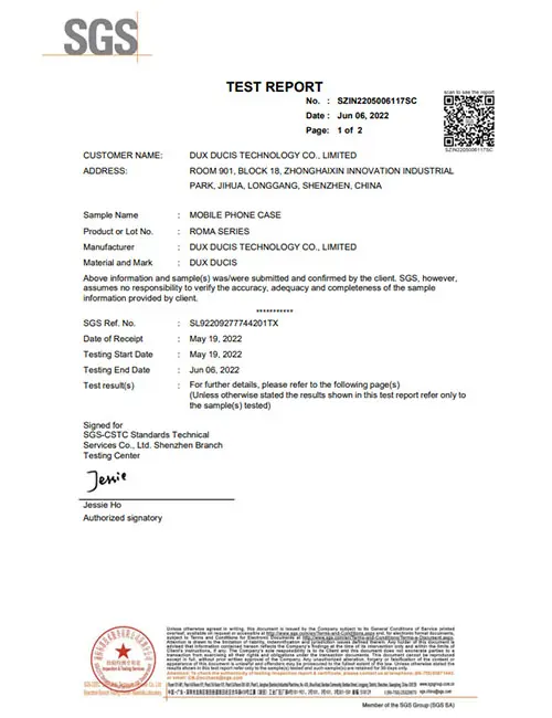 Documento del informe de ensayo de cuero auténtico mostrado para la verificación del material