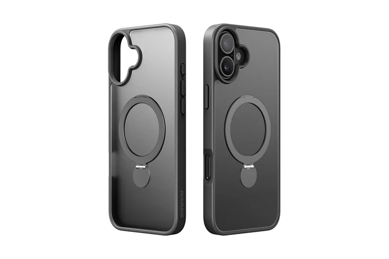DUXDUCIS Phone Case for iPhone 16 with Stand - Black case inside and outside angles