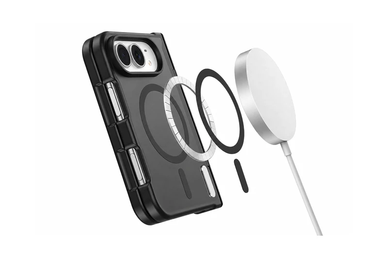 DUXDUCIS iPhone Duo with Magnetic - Closed-ring magnetic alignment and charging illustration with hinge-protection case